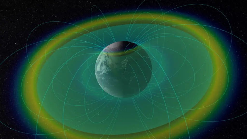 An artistic depiction of electromagnetic waves between the Earth's surface and ionosphere