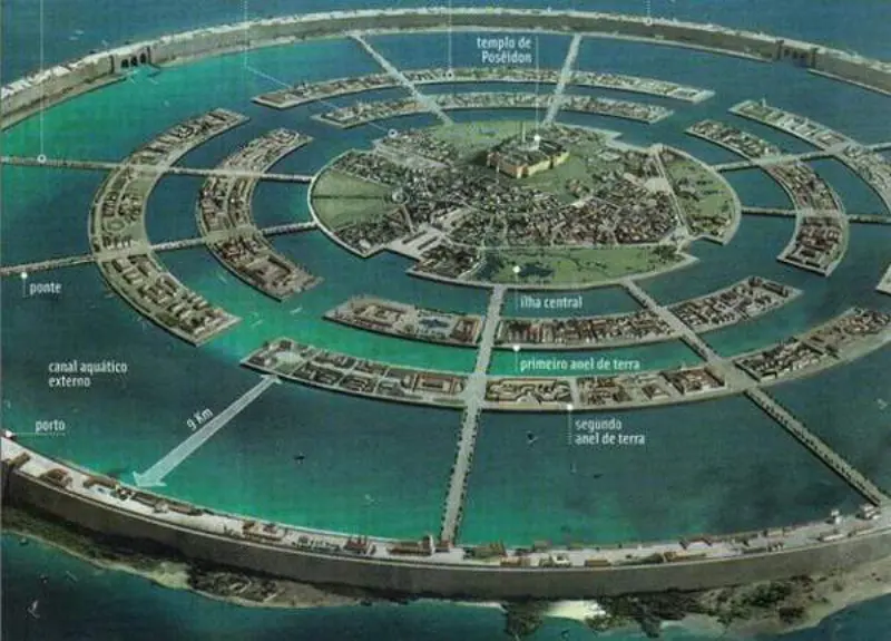 Atlantis as imagined with domed buildings and advanced technology